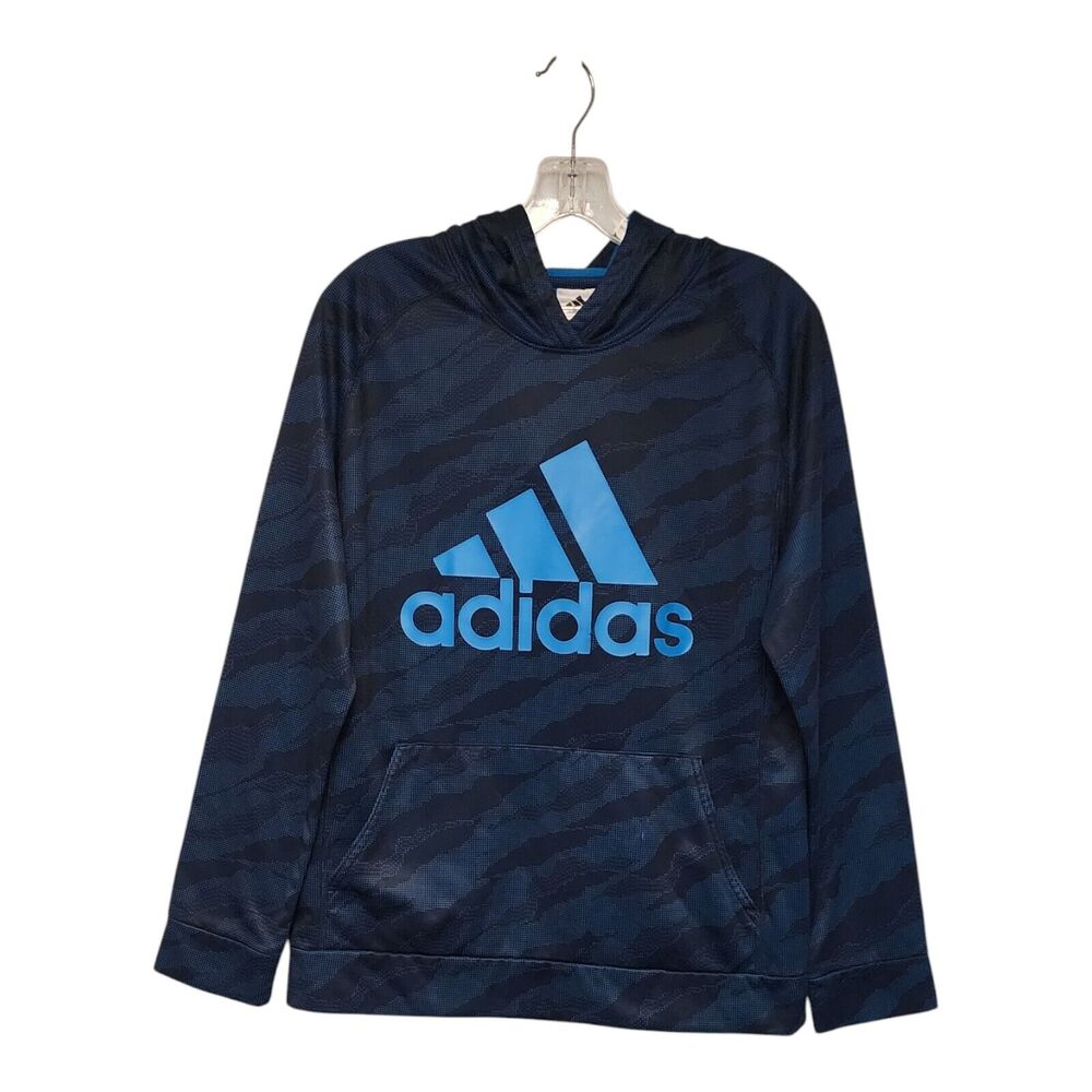 Adidas Fleece Hoodie Sweatshirt Youth XL 18/20 Pullover Navy Cameo Blue